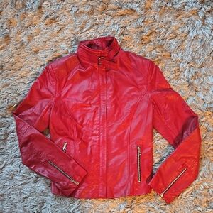 Red Leather Jacket Made In Italy